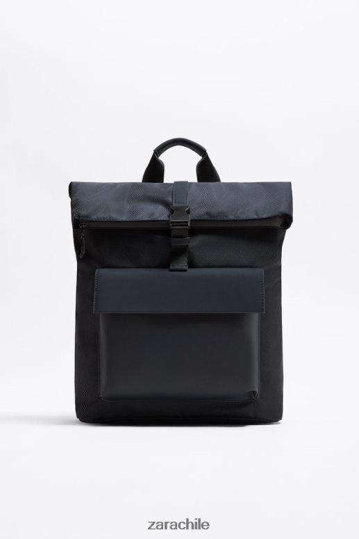 accesorios cl Zara hombres mochila con solapa azul JJ06N41348