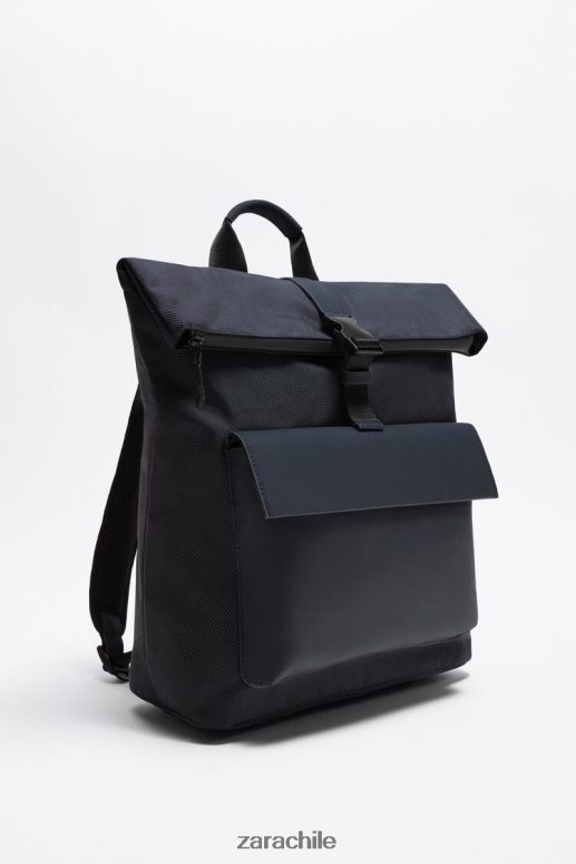 accesorios cl Zara hombres mochila con solapa azul JJ06N41348