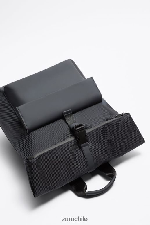 accesorios cl Zara hombres mochila con solapa azul JJ06N41348