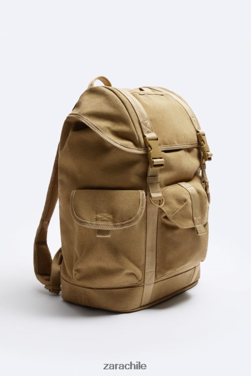 accesorios cl Zara hombres mochila de lona exploradora original JJ06N41320