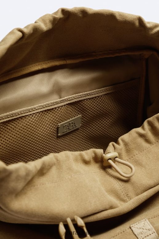 accesorios cl Zara hombres mochila de lona exploradora original JJ06N41320