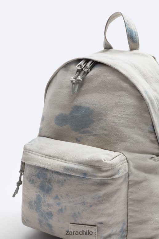 accesorios cl Zara hombres mochila de lona lavada con efecto tie-dye azul JJ06N41293