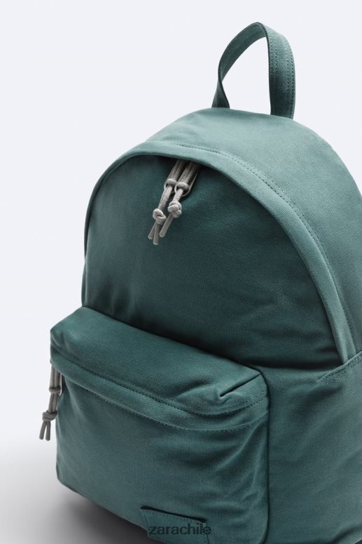 accesorios cl Zara hombres mochila de lona lavada verde JJ06N41294