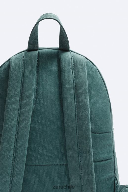 accesorios cl Zara hombres mochila de lona lavada verde JJ06N41294