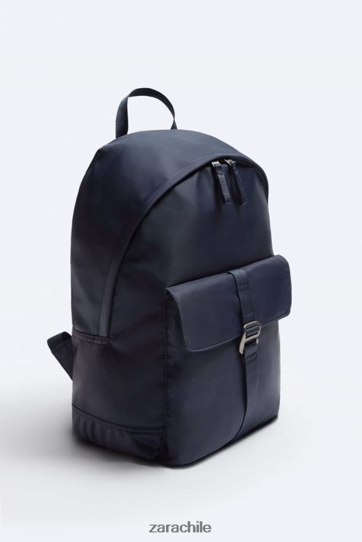accesorios cl Zara hombres mochila de nailon azul JJ06N41304