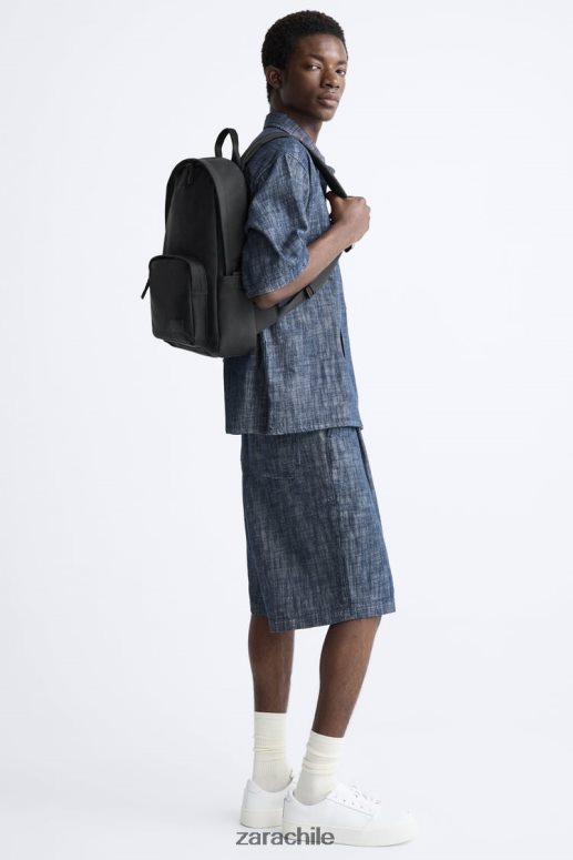 accesorios cl Zara hombres mochila delgada de goma negro JJ06N41295