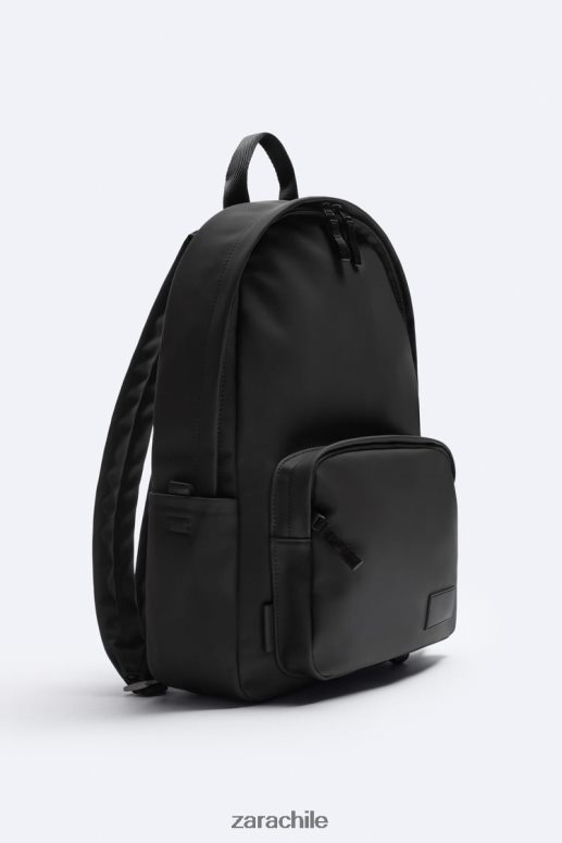 accesorios cl Zara hombres mochila delgada de goma negro JJ06N41295