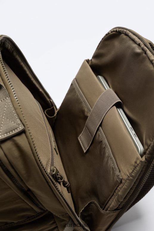 accesorios cl Zara hombres mochila multibolsillos marrón arena JJ06N41317