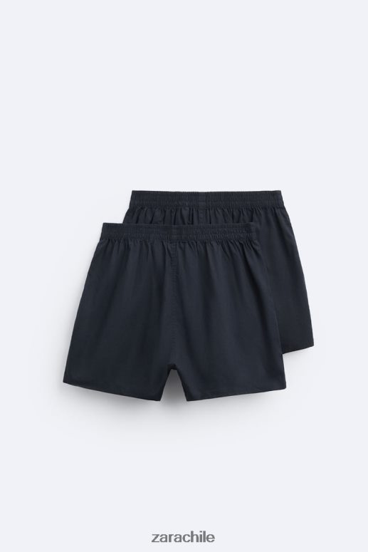 accesorios cl Zara hombres Pack 2 boxers popelina rayas Azul marino JJ06N41413