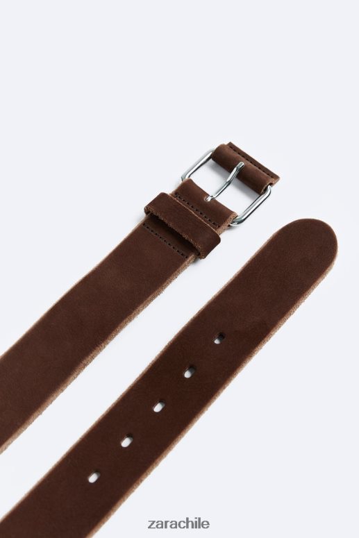 accesorios cl Zara hombres cinturón de cuero marrón JJ06N41468