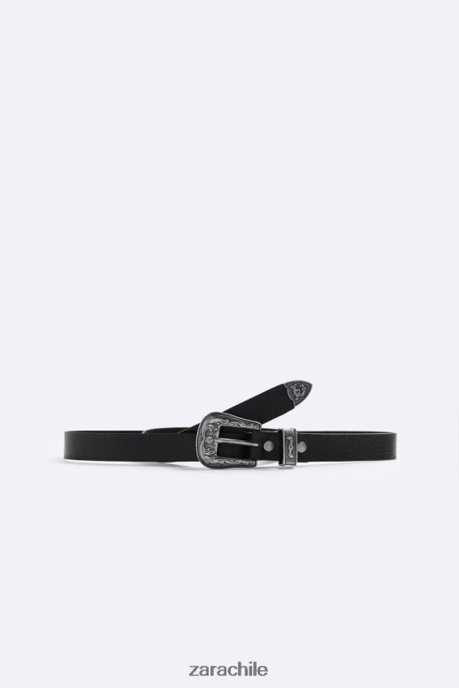 accesorios cl Zara hombres cinturón de cuero negro JJ06N41464