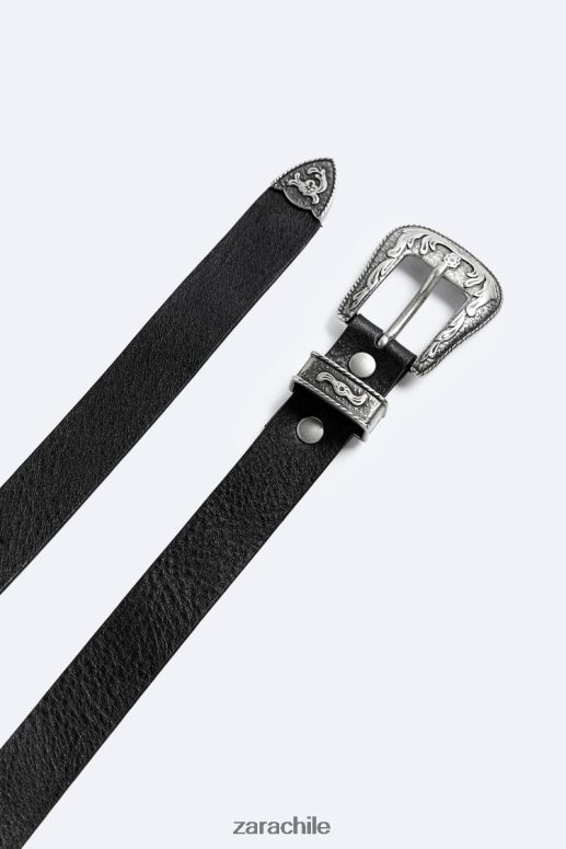 accesorios cl Zara hombres cinturón de cuero negro JJ06N41464