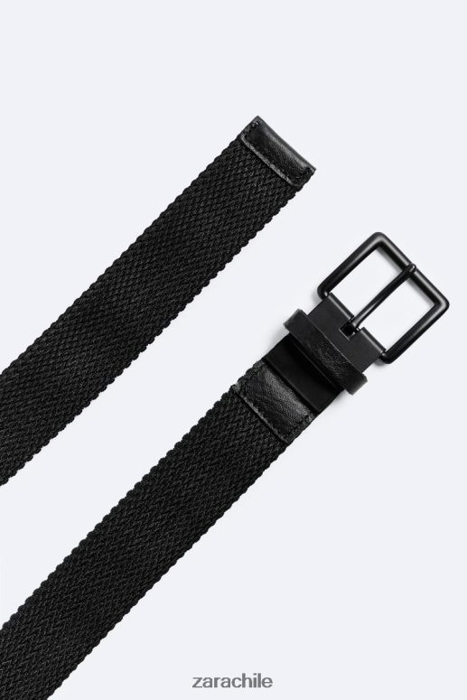 accesorios cl Zara hombres cinturón elástico reversible negro JJ06N41474