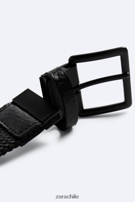accesorios cl Zara hombres cinturón elástico reversible negro JJ06N41474