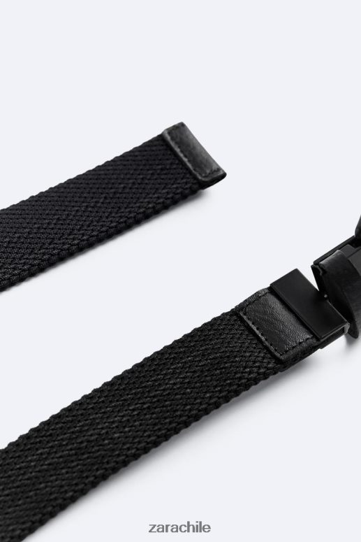 accesorios cl Zara hombres cinturón elástico reversible negro JJ06N41474