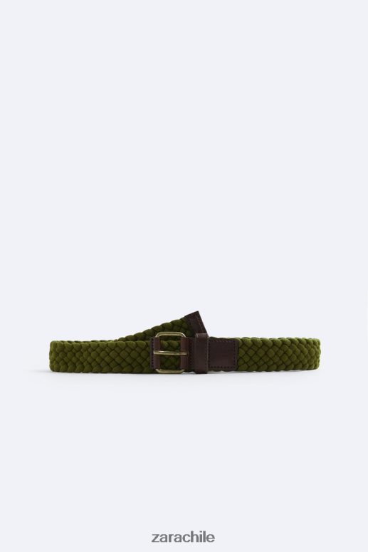 accesorios cl Zara hombres cinturón tejido verde JJ06N41472