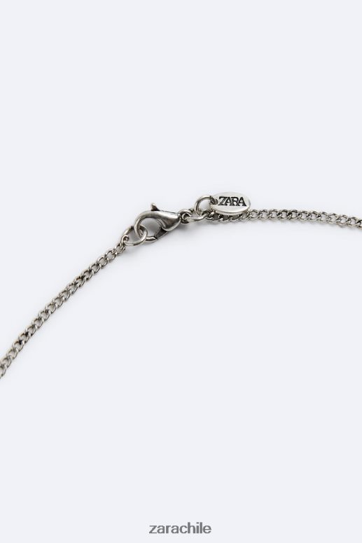 accesorios cl Zara hombres cadena colgante geométrica plata JJ06N41495