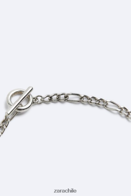 accesorios cl Zara hombres cadena de eslabones metálicos plata JJ06N41497