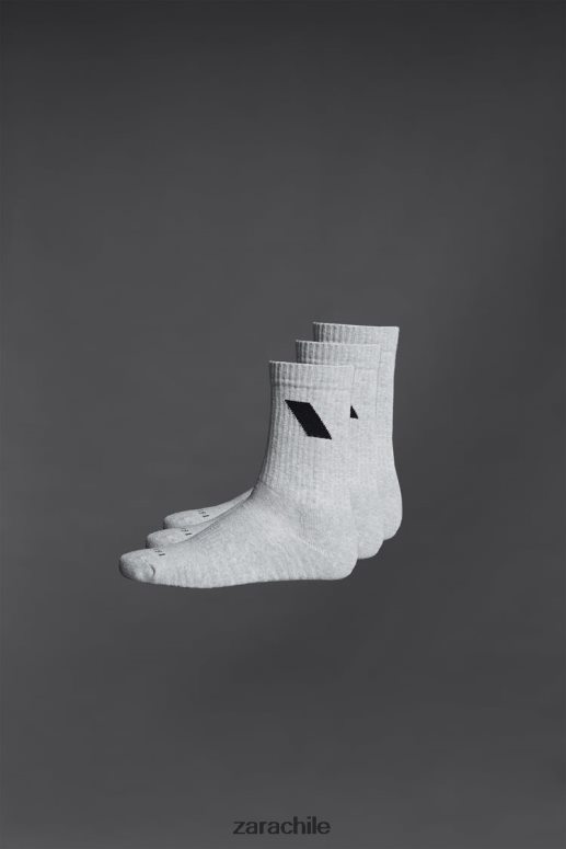 accesorios cl Zara hombres paquete de 3 calcetines deportivos marga gris JJ06N41409