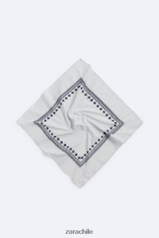 accesorios cl Zara hombres bandana con bordado geométrico cielo azul JJ06N41396