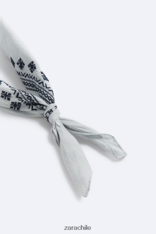 accesorios cl Zara hombres bandana con bordado geométrico cielo azul JJ06N41396