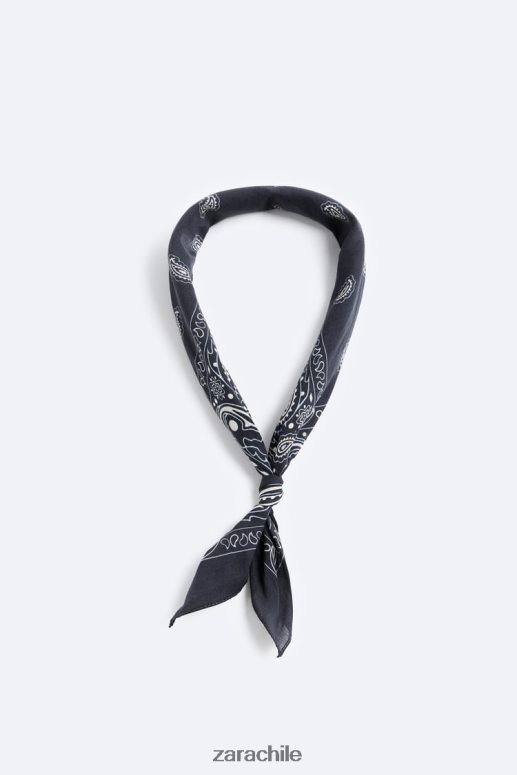 accesorios cl Zara hombres bandana con estampado de cachemira Azul marino JJ06N41393