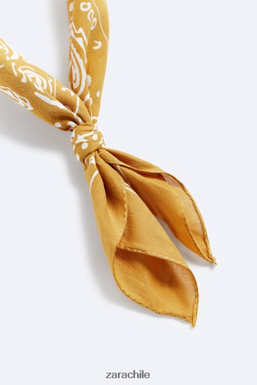 accesorios cl Zara hombres bandana con estampado de cachemira mostaza JJ06N41395