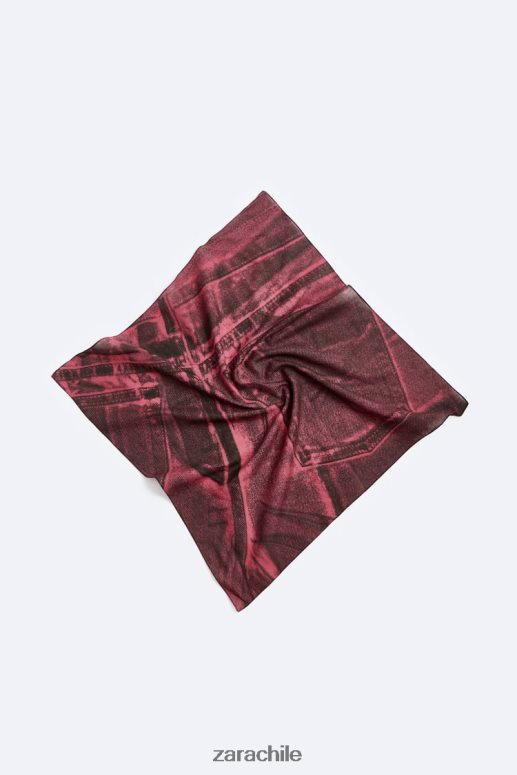 accesorios cl Zara hombres bandana estampada con efecto denim fucsia JJ06N41397