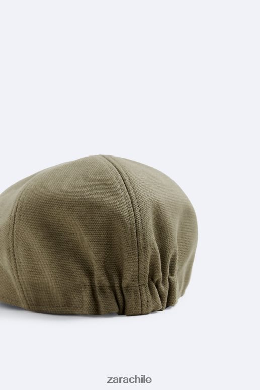 accesorios cl Zara hombres boina de algodón texturizada caqui JJ06N41450