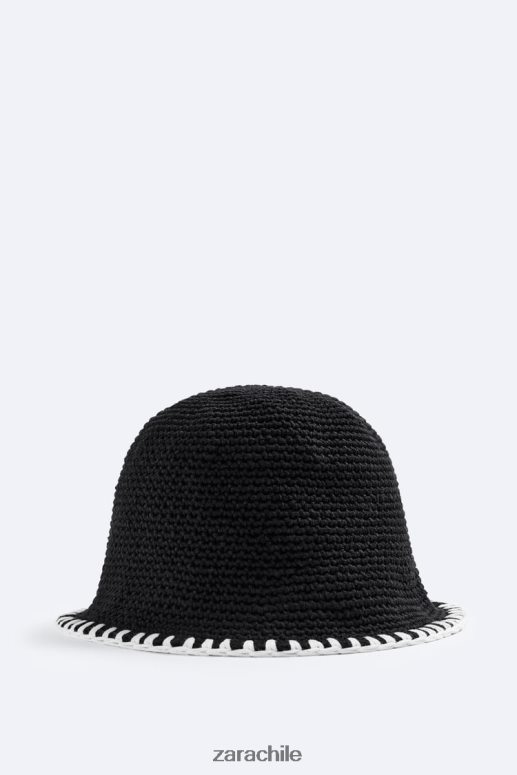 accesorios cl Zara hombres gorro de crochet en contraste negro JJ06N41439