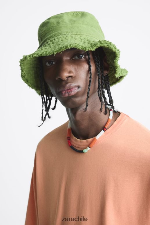 accesorios cl Zara hombres sombrero de copa verde medio JJ06N41437