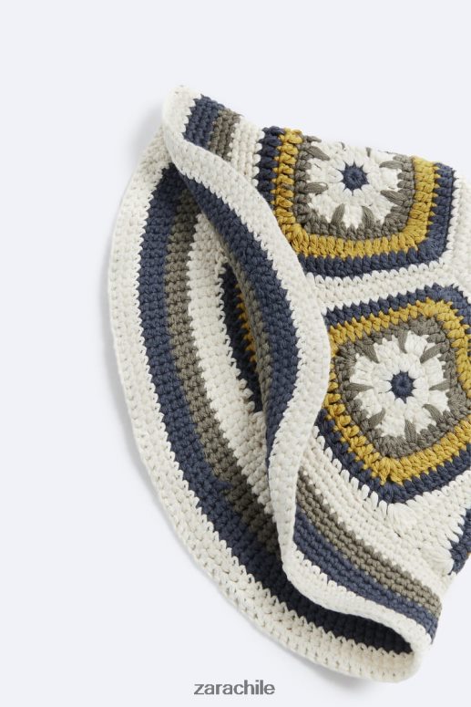 accesorios cl Zara hombres sombrero de cuadrados de ganchillo crudo JJ06N41441