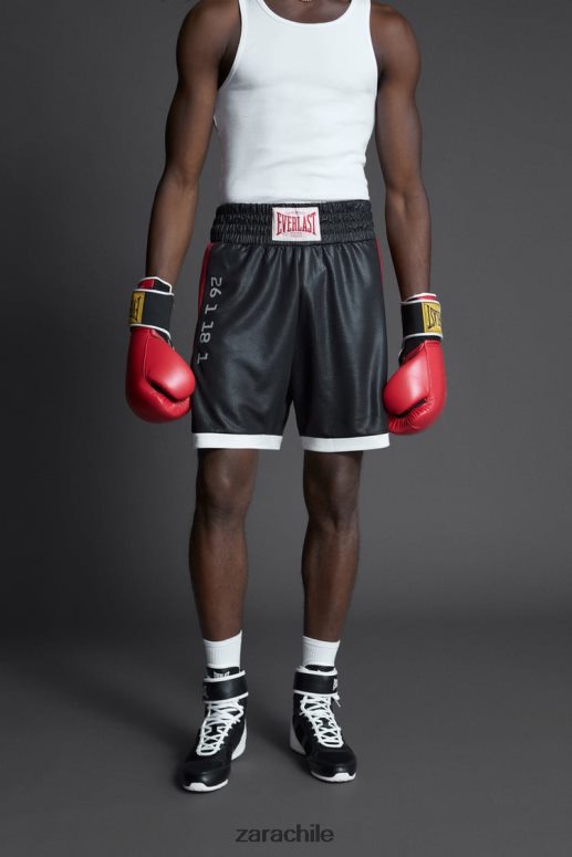 ropa cl Zara hombres pantalones cortos de boxeo everlast negro JJ06N41236