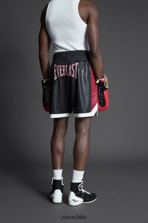 ropa cl Zara hombres pantalones cortos de boxeo everlast negro JJ06N41236