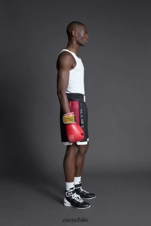ropa cl Zara hombres pantalones cortos de boxeo everlast negro JJ06N41236