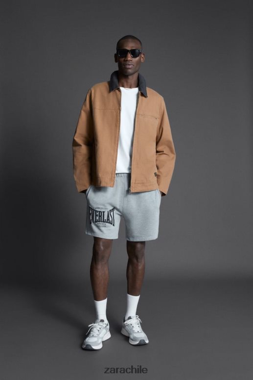 ropa cl Zara hombres pantalones cortos jogging everlast marga gris JJ06N41235