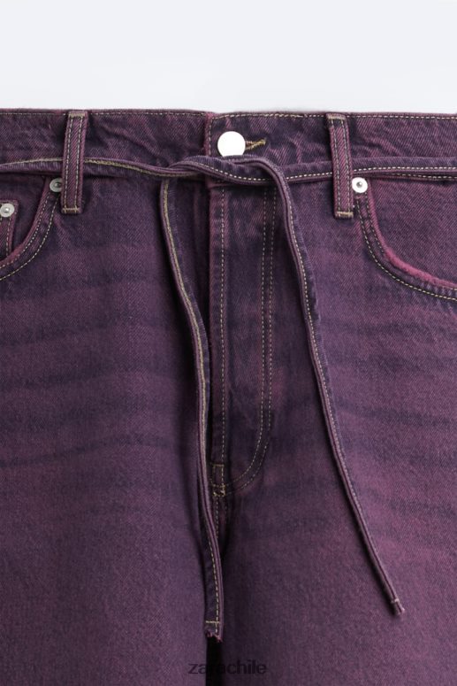 ropa cl Zara hombres shorts de mezclilla de corte ancho rosa JJ06N41240