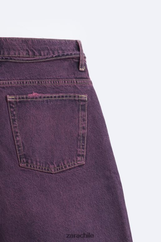 ropa cl Zara hombres shorts de mezclilla de corte ancho rosa JJ06N41240