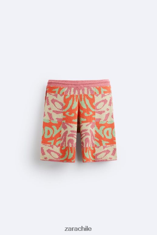 ropa cl Zara hombres shorts de punto con patchwork de jacquard rosa JJ06N41238