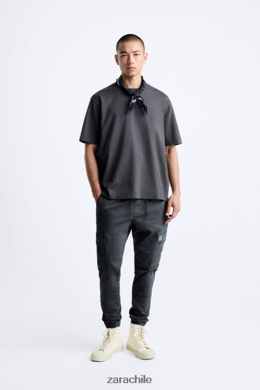 ropa cl Zara hombres pantalones cargo suaves gris medio JJ06N4965