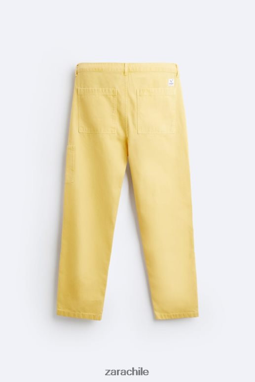 ropa cl Zara hombres pantalones con bolsillo de carpintero amarillo JJ06N4954