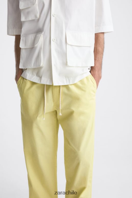 ropa cl Zara hombres pantalones de cintura jogging verde lima JJ06N4962