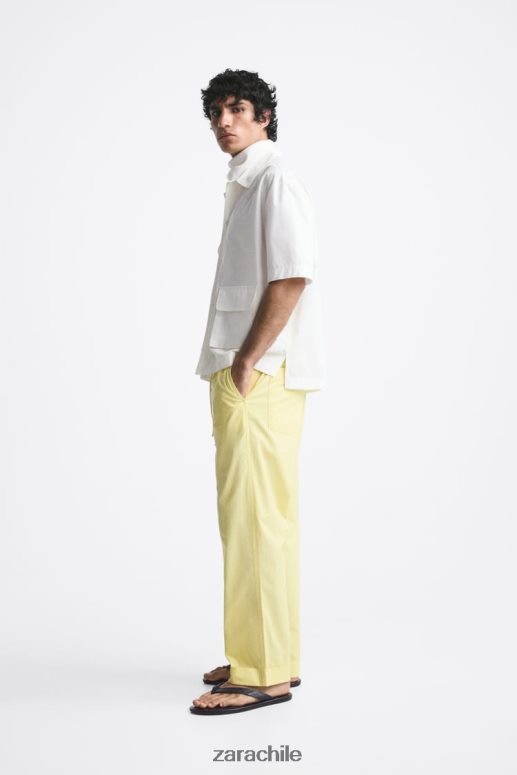 ropa cl Zara hombres pantalones de cintura jogging verde lima JJ06N4962