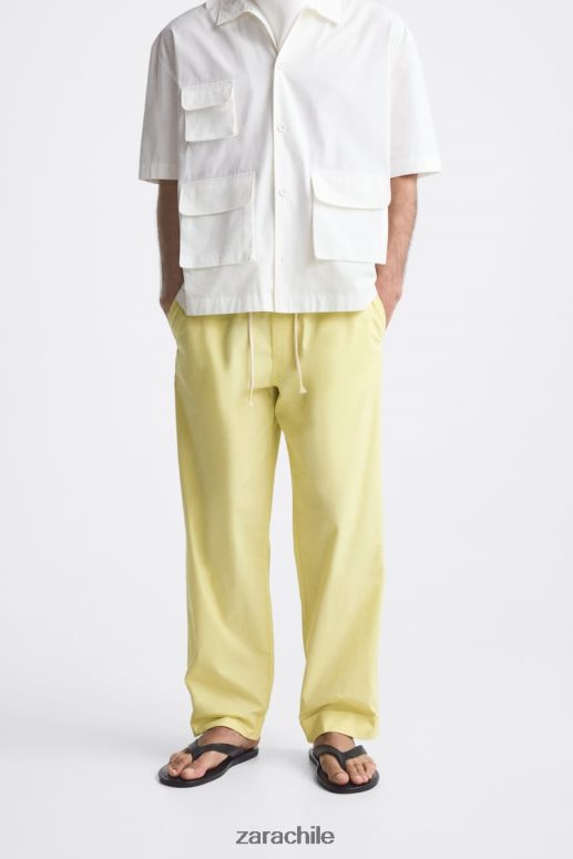 ropa cl Zara hombres pantalones de cintura jogging verde lima JJ06N4962