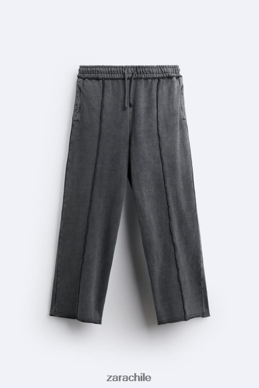 ropa cl Zara hombres pantalones jogger de color lavado antracita oscura JJ06N4948