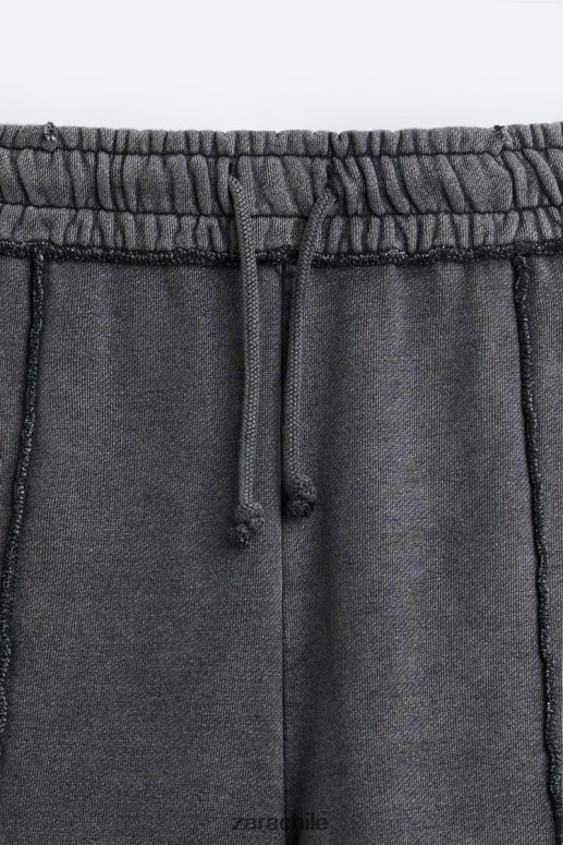 ropa cl Zara hombres pantalones jogger de color lavado antracita oscura JJ06N4948