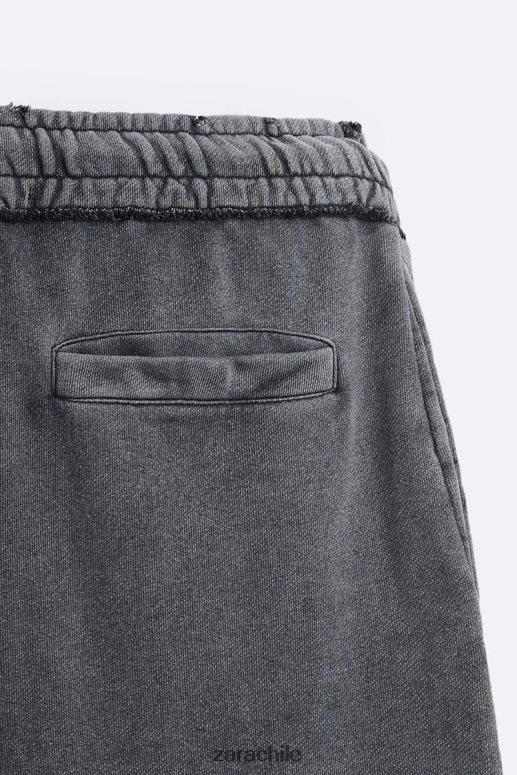 ropa cl Zara hombres pantalones jogger de color lavado antracita oscura JJ06N4948
