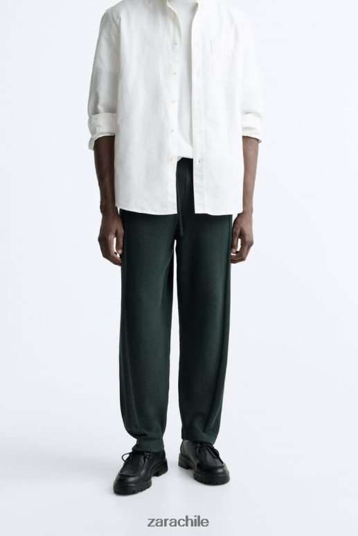 ropa cl Zara hombres pantalones jogging de punto verde JJ06N4958