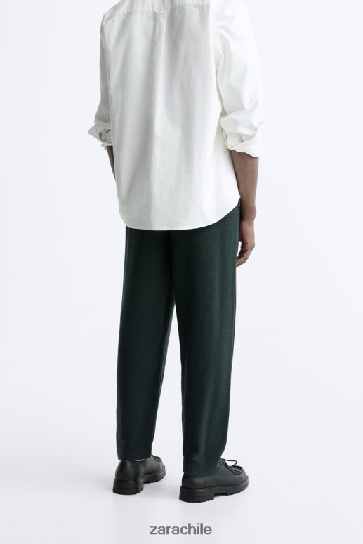 ropa cl Zara hombres pantalones jogging de punto verde JJ06N4958