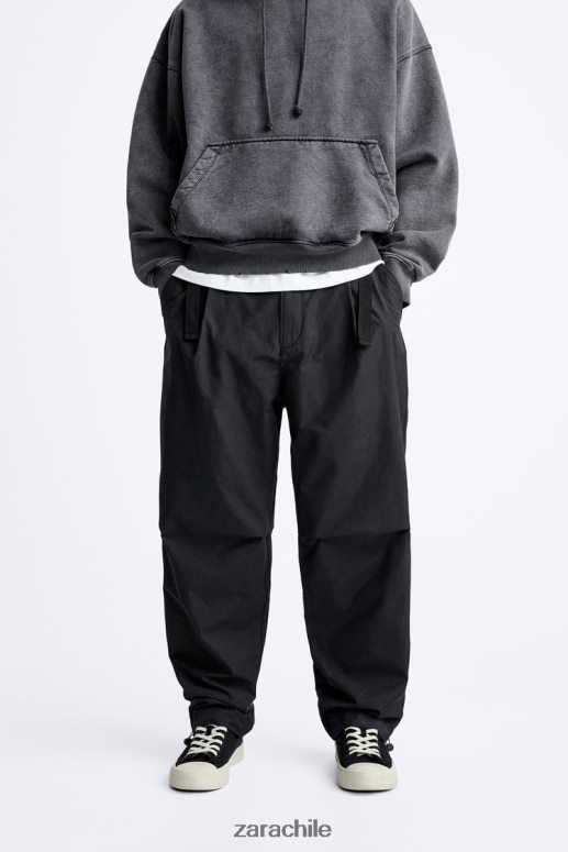 ropa cl Zara hombres pantalones técnicos con cinturón negro JJ06N4952